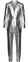 Silver Leather Double-Breasted Suit