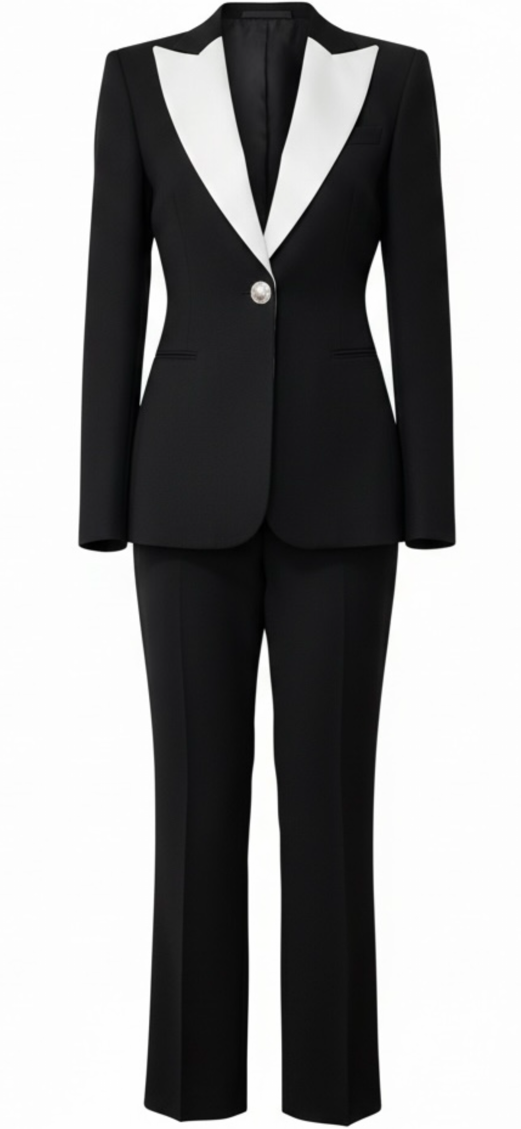Black & White Contrast Lapel Power Suit