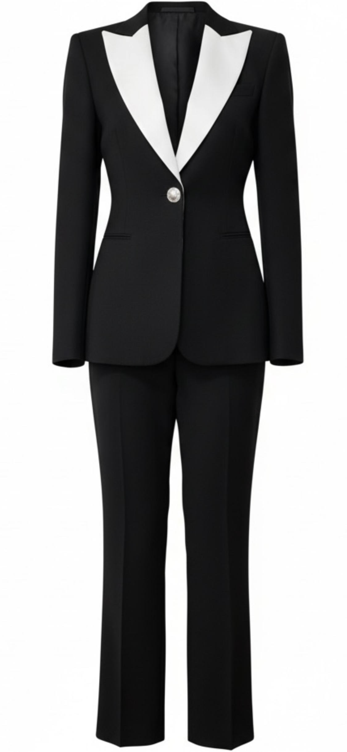 Black & White Contrast Lapel Power Suit