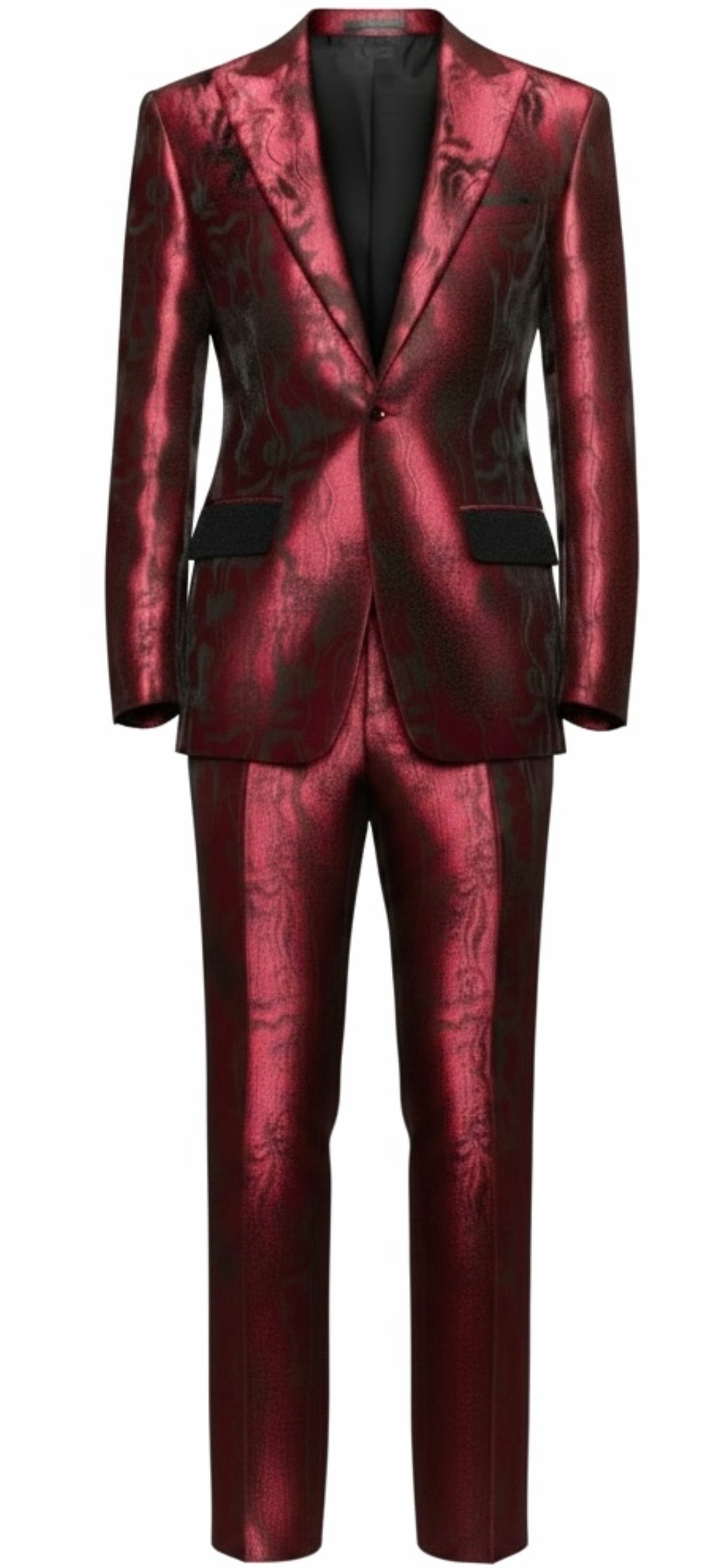 Metallic Burgundy Brocade Flare Suit