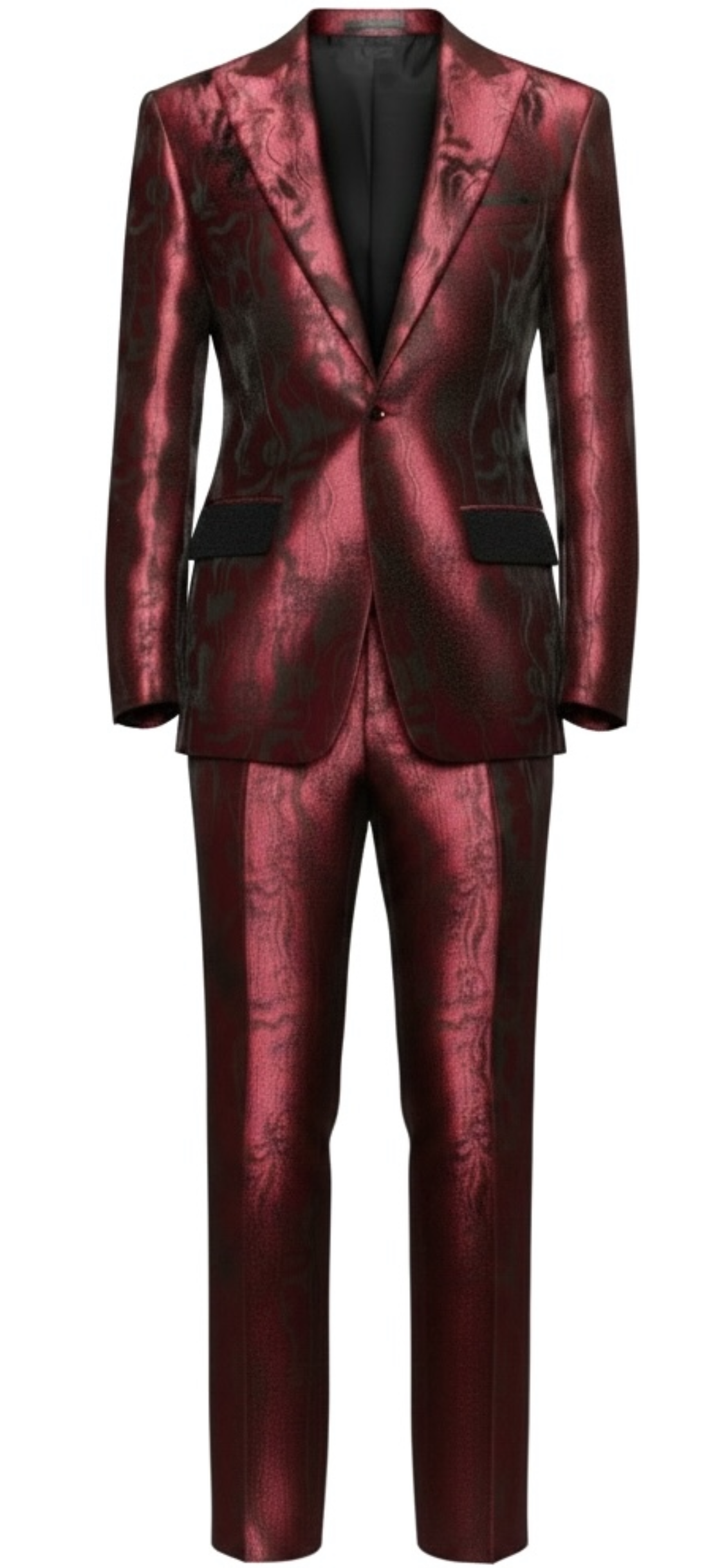 Metallic Burgundy Brocade Flare Suit