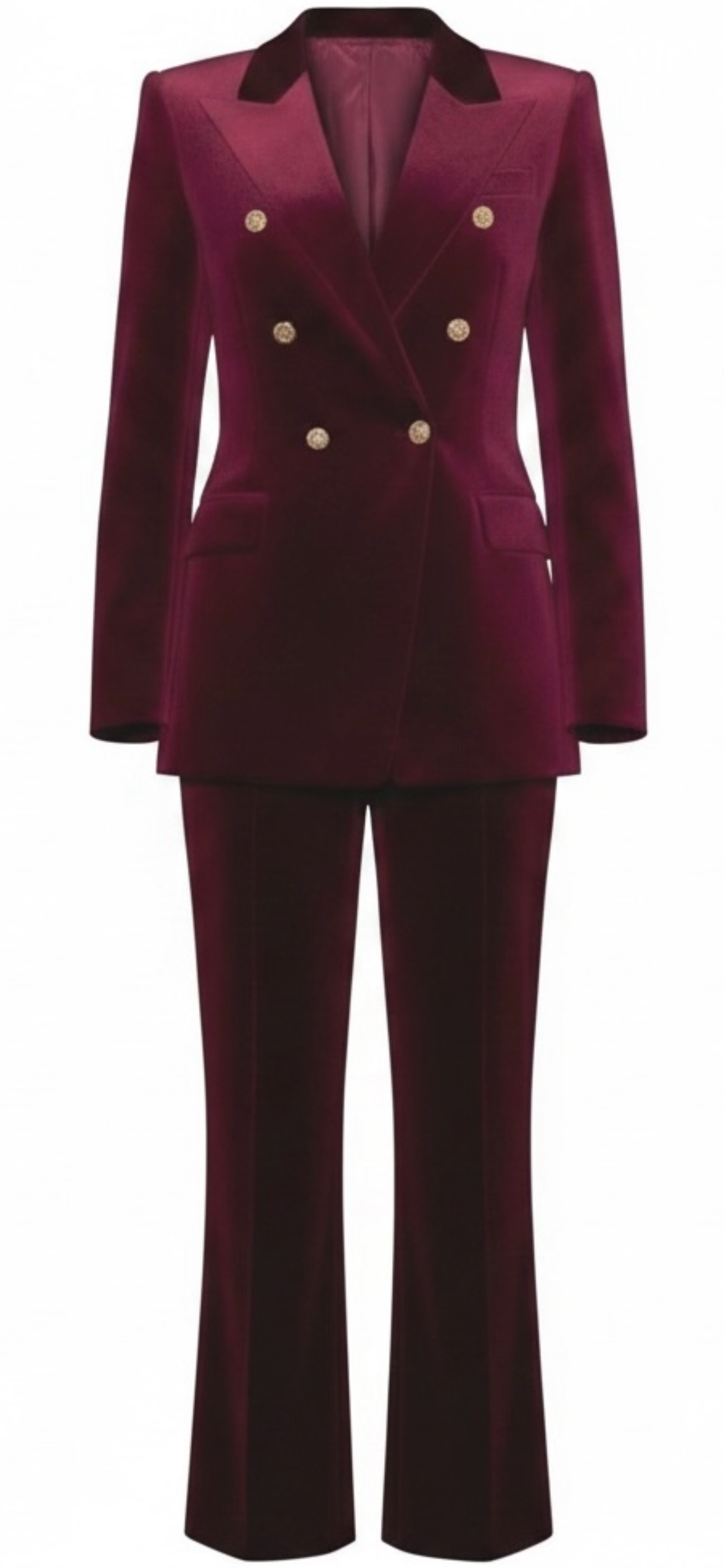 Burgundy Velvet Double-Breasted Suit